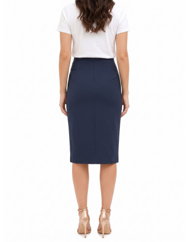 Rinascimento Polyviscose Sheath Skirt with a Slit