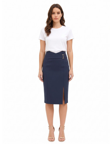 Rinascimento Polyviscose Sheath Skirt with a Slit