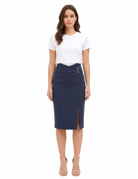 Rinascimento Polyviscose Sheath Skirt with a Slit