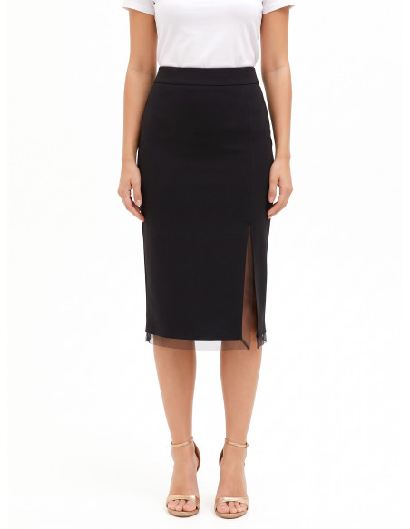 Scuba Crepe Sheath Skirt with Tulle Hem – Rinascimento