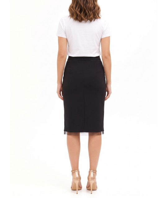 Scuba Crepe Sheath Skirt with Tulle Hem – Rinascimento