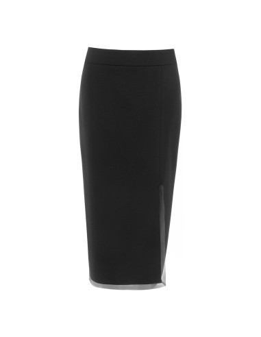 Gonna A Tubino In Scuba Crepe Con Orli In Tulle Rinascimento