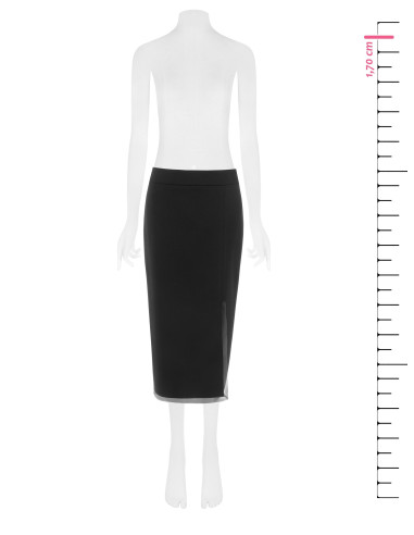 Gonna A Tubino In Scuba Crepe Con Orli In Tulle Rinascimento