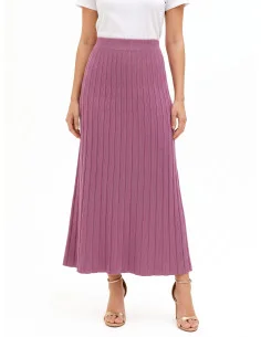Rinascimento Long Flared Ribbed Knit Skirt
