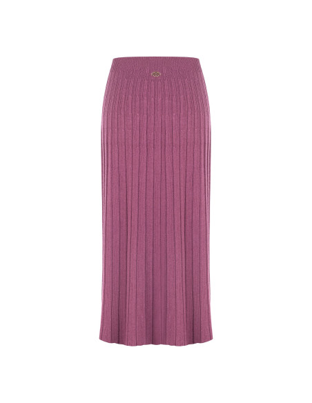 Rinascimento Long Flared Ribbed Knit Skirt