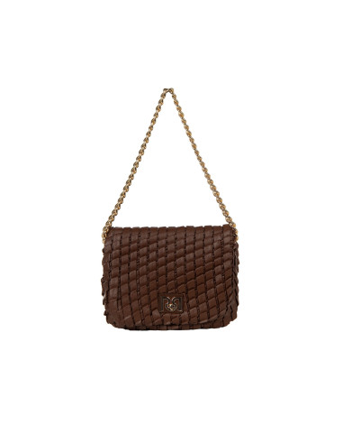 Rinascimento Braided Faux Leather Handbag with Chain and Removable Shoulder Strap