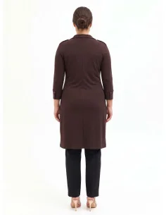 Robe grande taille en jersey, style polo, avec encolure en V et fronceur central, Rinascimento Curvy 2