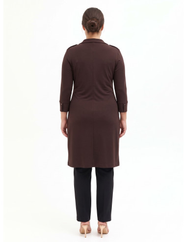 Curvy Jersey Polo-Style Dress with V-Neck and Central Gathered Detail – Rinascimento Curvy