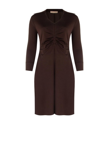 Curvy Jersey Polo-Style Dress with V-Neck and Central Gathered Detail – Rinascimento Curvy