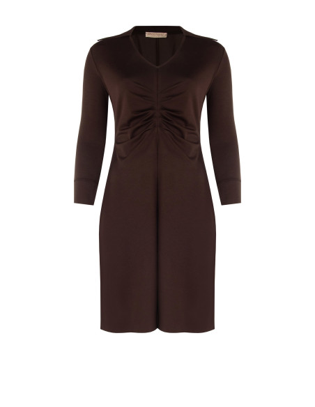 Curvy Jersey Polo-Style Dress with V-Neck and Central Gathered Detail – Rinascimento Curvy