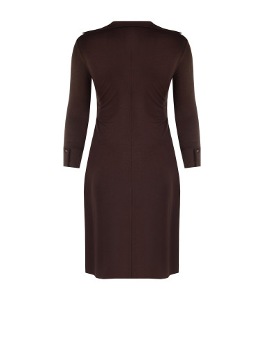 Curvy Jersey Polo-Style Dress with V-Neck and Central Gathered Detail – Rinascimento Curvy