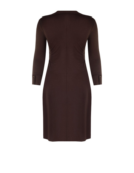 Curvy Jersey Polo-Style Dress with V-Neck and Central Gathered Detail – Rinascimento Curvy