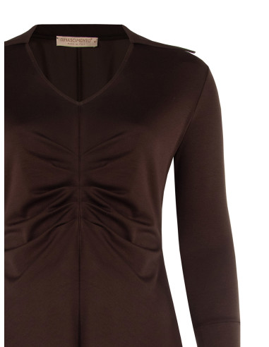 Robe grande taille en jersey, style polo, avec encolure en V et fronceur central, Rinascimento Curvy