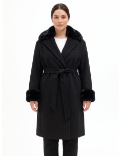 Long Curvy Wool Coat with Detachable Faux Fur Cuffs and Collar – Rinascimento Curvy