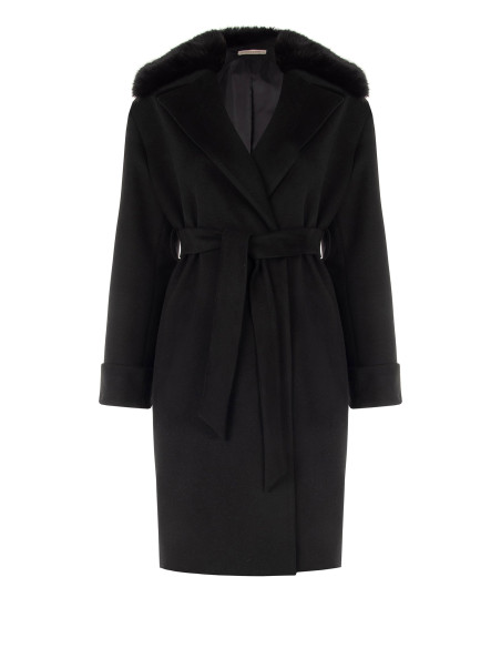 Long Curvy Wool Coat with Detachable Faux Fur Cuffs and Collar – Rinascimento Curvy
