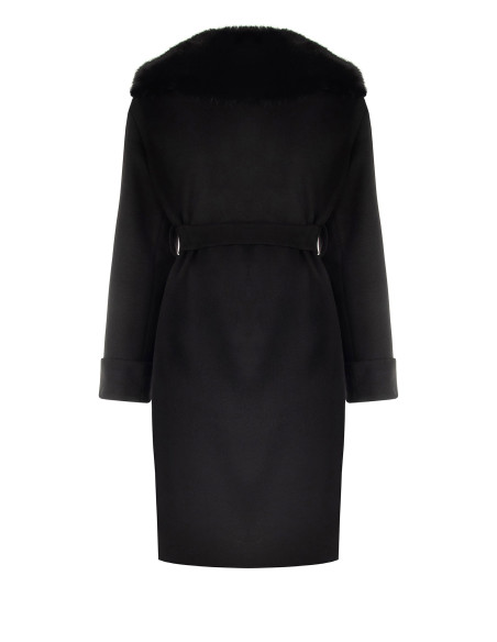 Long Curvy Wool Coat with Detachable Faux Fur Cuffs and Collar – Rinascimento Curvy