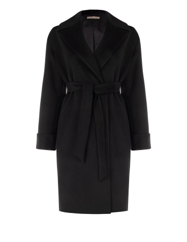 Manteau long Curvy en laine avec poignets et col en fausse fourrure amovible, Rinascimento Curvy