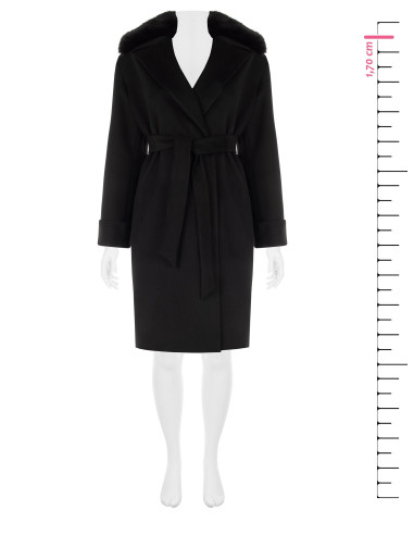 Long Curvy Wool Coat with Detachable Faux Fur Cuffs and Collar – Rinascimento Curvy
