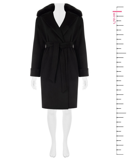 Cappotto Curvy Lungo In Panno Con Polsini E Collo In Pelliccia Sintetica Staccato Rinascimento Curvy