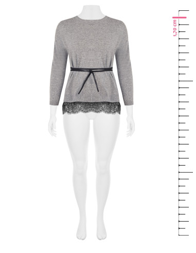 Pull ample pour femmes rondes, avec bas en dentelle et longue ceinture fine en simili-cuir, collection Rinascimento Curvy