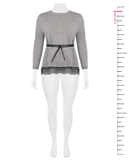 Maglione Curvy Ampio Con Fondo In Pizzo E Lunga Cintura Sottile In Similpelle Rinascimento Curvy