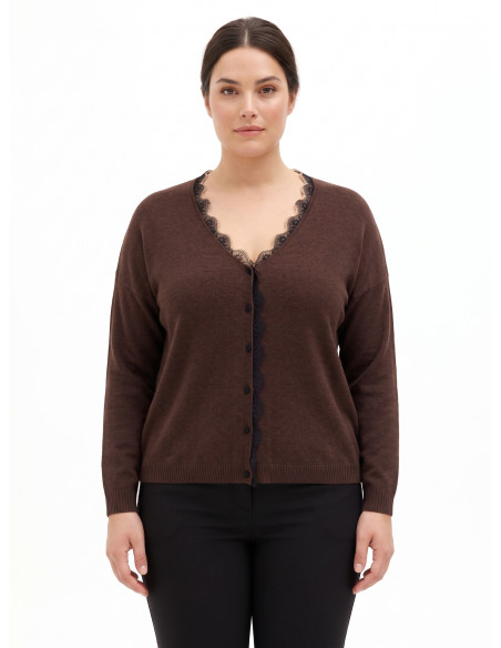 Cardigan Curvy avec empiècements en dentelle « Rinascimento Curvy »