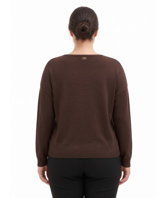Loose-fitting Curvy jumper with a boat neckline – Rinascimento Curvy