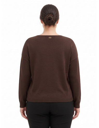 Loose-fitting Curvy jumper with a boat neckline – Rinascimento Curvy