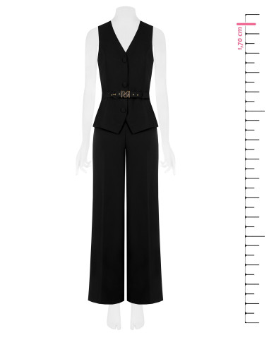 Two-piece-effect Cadi fabric jumpsuit with matching rigid belt and ...