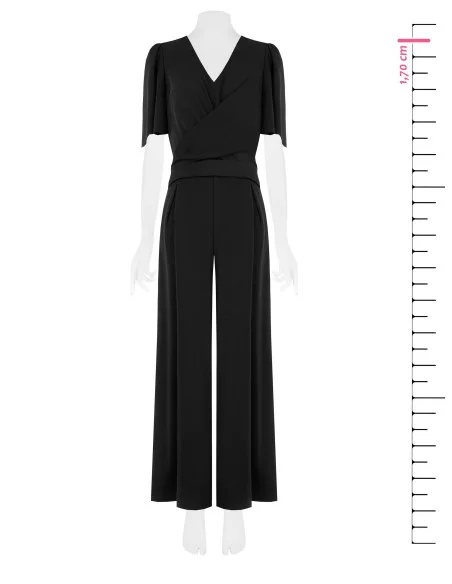 Cadi Fabric Palazzo Jumpsuit with Cross-Over V-Neck Rinascimento
