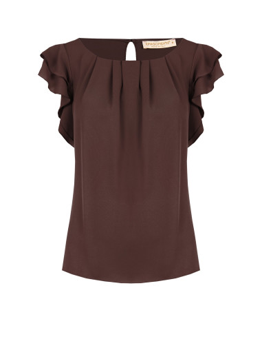 Blusa Fluida In Raso Opaco Con Maniche A Volant Rinascimento