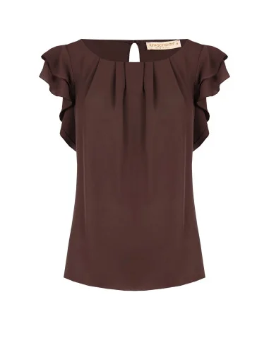 Fluid Matte Satin Blouse with Ruffled Sleeves Rinascimento