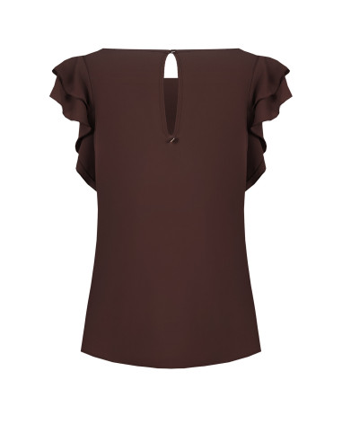 Blusa Fluida In Raso Opaco Con Maniche A Volant Rinascimento