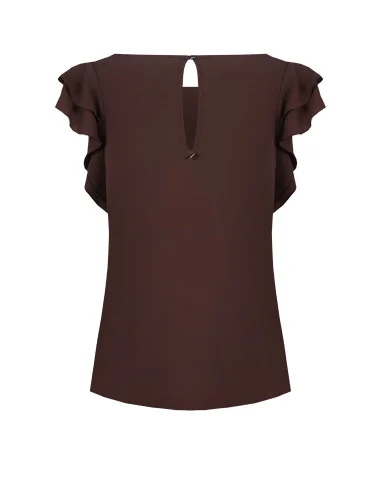 Blusa Fluida In Raso Opaco Con Maniche A Volant Rinascimento