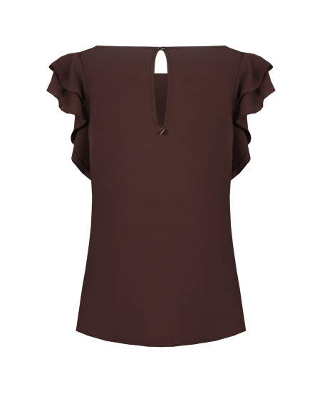 Rinascimento-style loose-fitting blouse in matt satin with ruffled ...