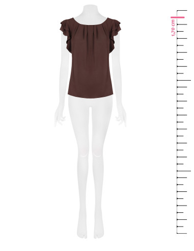 Rinascimento-style loose-fitting blouse in matt satin with ruffled ...