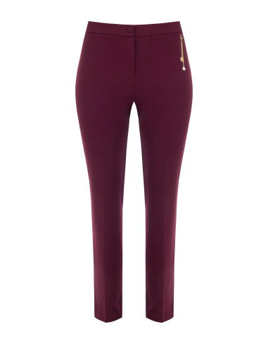 Curvy Straight-Leg Trousers in Scuba Crepe with Jewelled Chain and ...