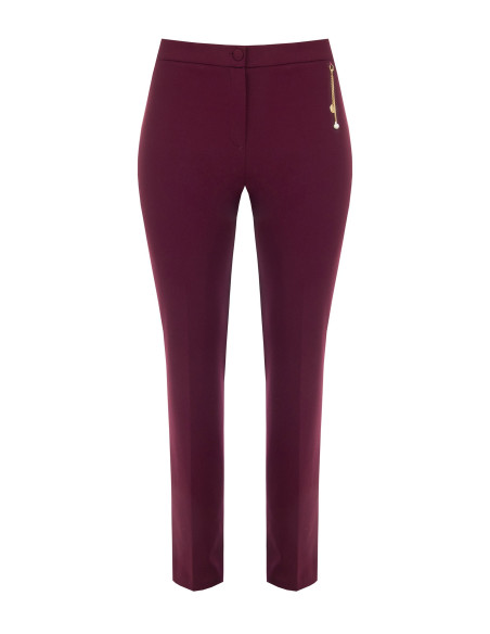 Curvy Straight-Leg Trousers in Scuba Crepe with Jewelled Chain and ...