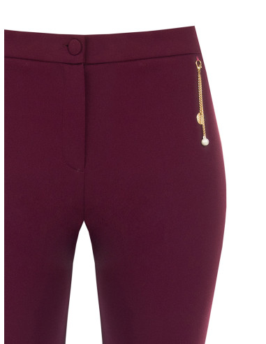 Curvy Straight-Leg Trousers in Scuba Crepe with Jewelled Chain and ...