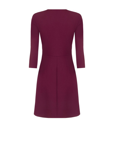 Short, flared dress in scuba crepe with a V-neck and ‘Rinascimento’...