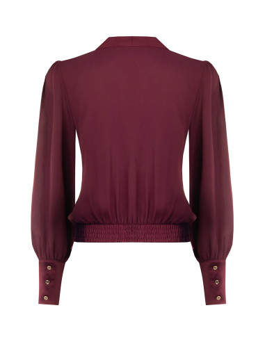 Blusa A Palloncino In Georgette Con Rever E Maxi Polsini In Raso Rinascimento