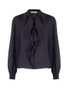 Blusa Fluida In Lyocell Con Scollo A V E Volant Rinascimento