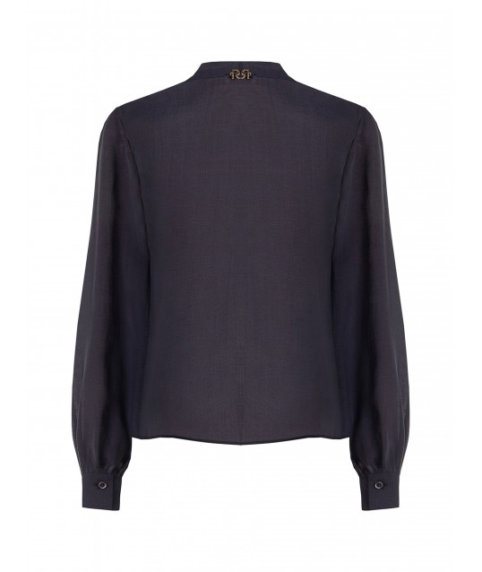 Blusa Fluida In Lyocell Con Scollo A V E Volant Rinascimento