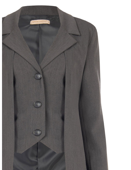 Rinascimento 2-in-1 Polyviscose Blazer Jacket with Vest Effect - Ve...