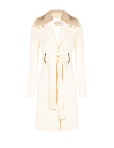 Cappotto Lungo In Panno Con Passanti Metallici E Cintura Coordinata Rinascimento