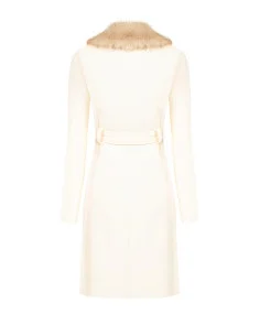 Long Wool-Blend Coat with Metallic Belt Loops and Matching Belt Rinascimento 2