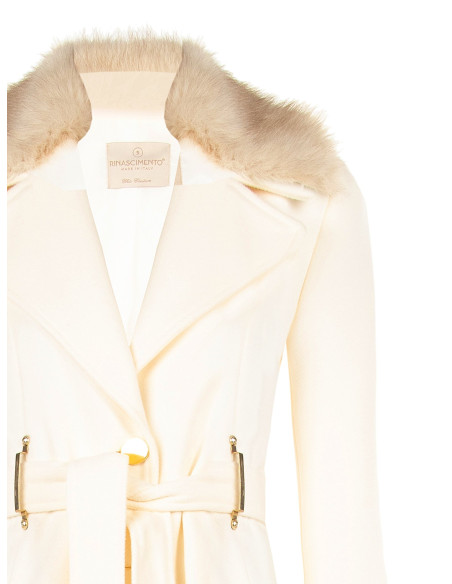 Cappotto Lungo In Panno Con Passanti Metallici E Cintura Coordinata Rinascimento
