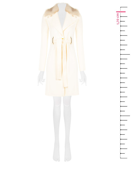 Long Wool Coat with Metal Loops and Matching Belt by Rinascimento -...