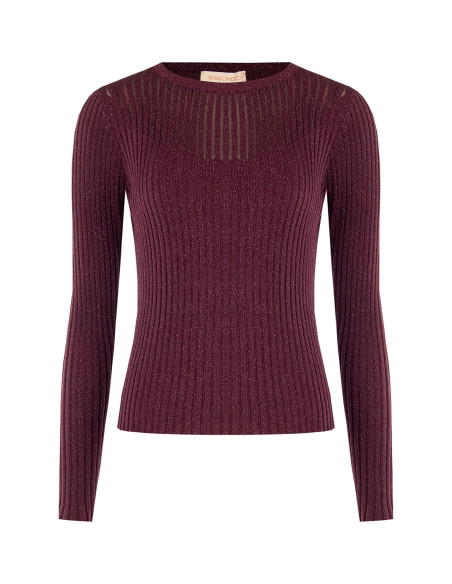 Maglione Aderente A Coste Larghe Con Lurex Rinascimento