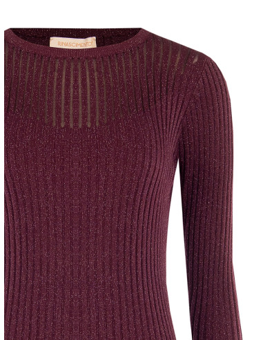 Maglione Aderente A Coste Larghe Con Lurex Rinascimento
